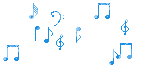 Blue Musical Notes Moving Around